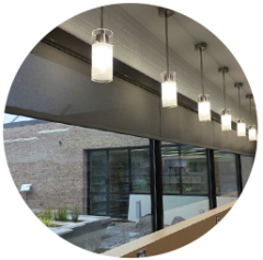 Rooms with commercial roller shades